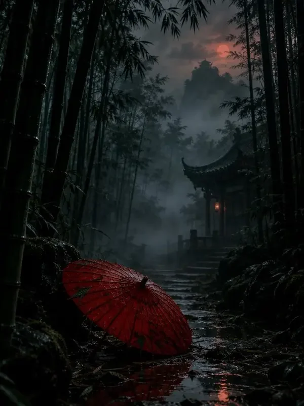 《竹影谜案》短剧封面：竹林里死了七个人，只留下一把伞